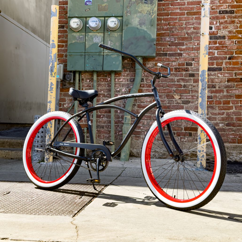 HBBC OLD SKOOL Men’s Beach Cruiser – FLAT BLACK/RED
