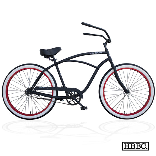 HBBC OLD SKOOL Men’s Beach Cruiser – FLAT BLACK/RED