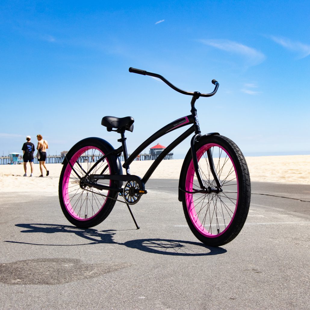 SKULLXBONES Women’s Beach Cruiser – FLAT BLACK/PINK